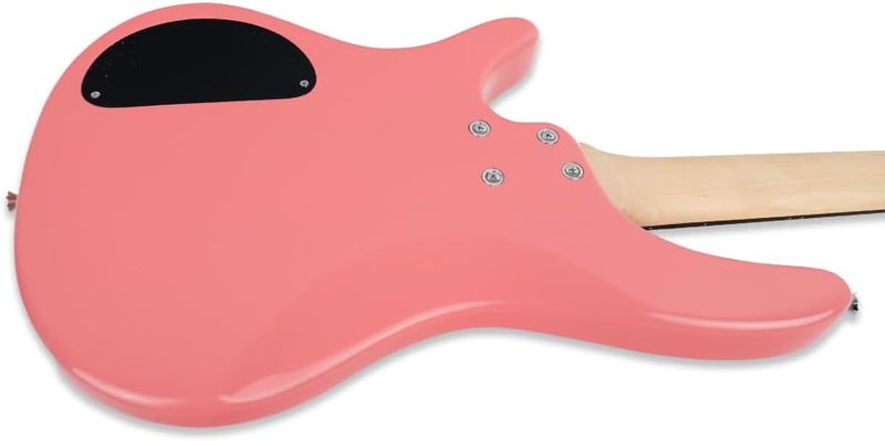demusea electric bass guitar full size standard 4strings glossy pink 34inch scale length 24frets maple neck phoenix body fixed bridge 2V 2T control for beginner starter practice party show(PINK-YIB30) - Image 5